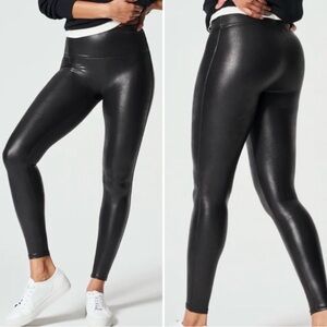 SPANX Faux Leather Black Leggings Size S